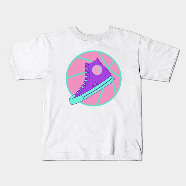 Purple High Top Sneaker Kids T-Shirt by 1001Kites